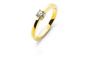Bague solitaire 4 griffes or jaune 750 H SI 0.10 ct.