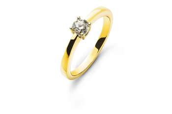 Bague solitaire 4 griffes or jaune 750 H SI 0.15 ct.