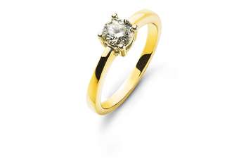 Bague solitaire 4 griffes or jaune 750 H SI 0.50ct.