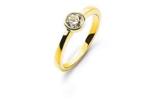 Bague solitaire sertie clos or jaune 750  0.20ct.