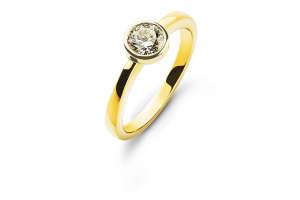 Bague solitaire sertie clos or jaune 750 0.25ct.