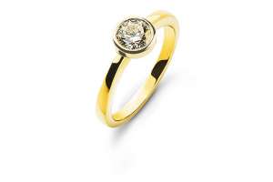 Bague solitaire sertie clos or jaune 750  0.33ct.