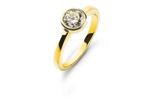 Bague solitaire sertie clos or jaune 750  1.00ct.