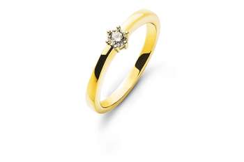 Bague solitaire 6 griffes or jaune 750 H SI 0.10ct.