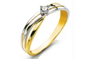 Solitär Ring Gelbgold 750 H SI 0.09ct.