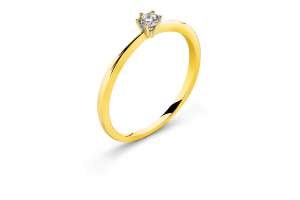 Solitär Ring 6-Griff Gelbgold 750 H SI 0.10ct.