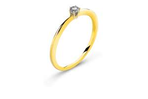 Solitär Ring 6-Griff Gelbgold 750 H SI 0.15ct.