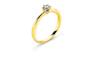 Solitär Ring 6-Griff Gelbgold 750 H SI 0.25ct.