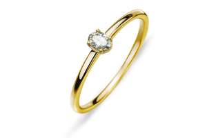 Solitär Ring Gelbgold 750, ovaler Diamant, H SI 0.13ct.