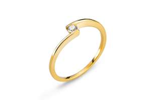 Solitär Ring Gelbgold 750 H SI 0.08ct.