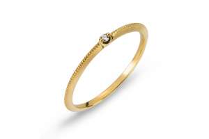 Bague en or jaune 750, avec 1 brillant 0.02ct.