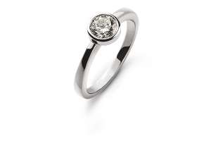 Bague solitaire sertie clos or gris 750 H SI 0.33ct.