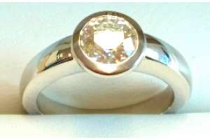 Solitär Ring Zargen-Fassung Weissgold 750 H SI 1.00ct.