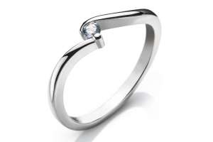 Bague solitaire or gris 750 H SI 0.07ct.