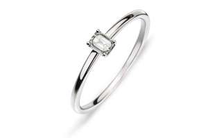 Solitär Ring Weissgold 750, octagonaler Diamant, H SI 0.15ct.