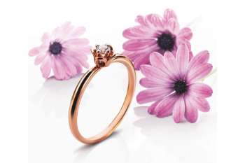 Bague solitaire or rose 750 H SI 0.10ct.