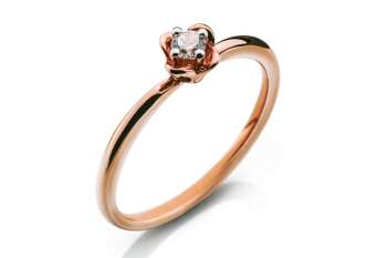 Solitär Ring Rotgold 750 H SI 0.10ct.