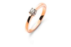 Bague solitaire 4 griffes or rose 750 H SI 0.10ct.