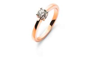 Bague solitaire 4 griffes or rose 750 H SI 0.20ct.