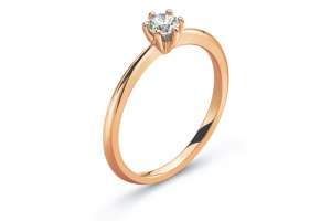 Solitär Ring 6-Griff-Fassung Rotgold 750 H SI 0.25ct.