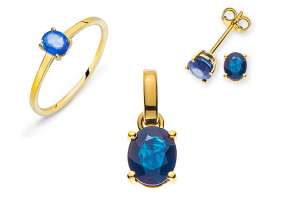 SET Gelbgold 750 mit Safir oval