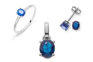 SET Weissgold 750 mit Safir oval