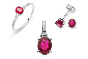 SET Weissgold 750 mit Rubin oval