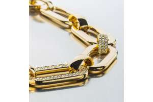 Collier or gris 750 fabriqué à la main 45cm, poli, avec 2 élements pavés