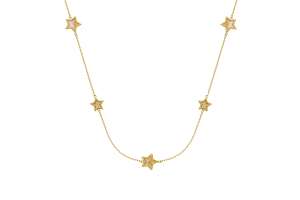 Collier Gelbgold 750 mit 5 Perlmuttsternenl 45cm