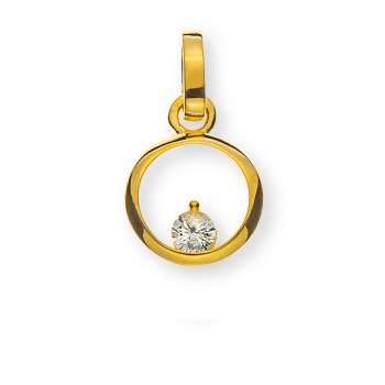 Anhänger Kreis offen Gelbgold 375 mit 1 Zirkonia weiss 8mm
