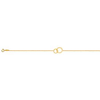 Armband Rundanker Gelbgold 375 mit Doppelkreis Mittelteil, 19cm