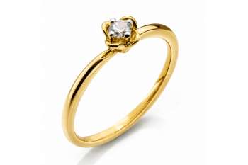 Solitär Ring Gelbtgold 750 H SI 0.10ct.