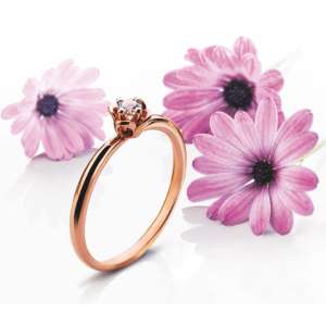 Bague solitaire or rose 750 H SI 0.10ct.